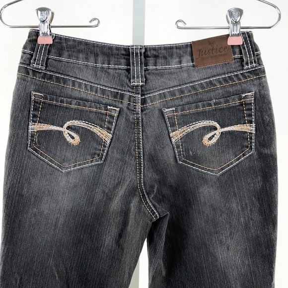 Justice Faded Black Straight Leg Jeans, 12 R - Picture 3 of 8